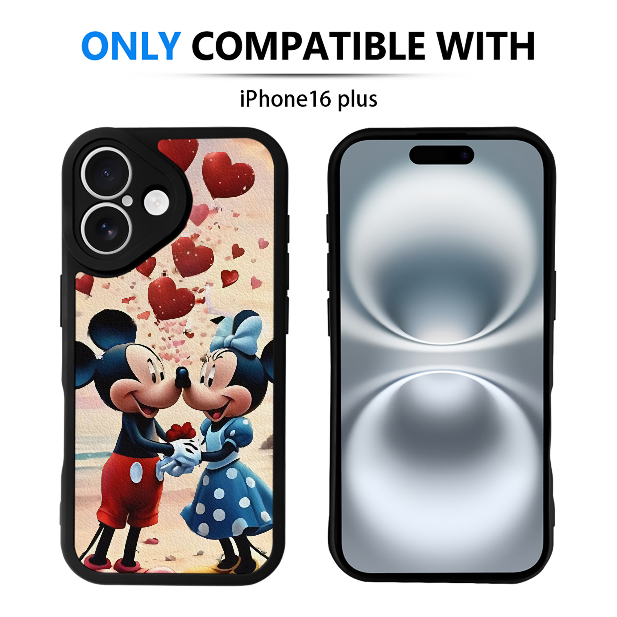 （画像用） ミッキーマウス Mickey Mouse 【iPhone 16シリーズ対応】シリコンスマホケース（レザー調） 材質：シリコン